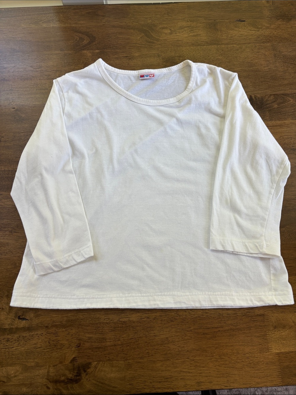 Women’s American Sweetheart Classic White 3/4 Sleeve Top